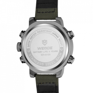 Ceas WEIDE, Quartz, Casual Sport, Verde, Curea Piele, WH6103-3C