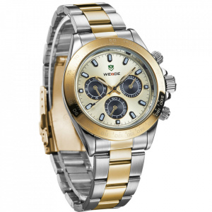 Ceas WEIDE, Quartz, Clasic, Auriu, Curea Metalica, WH3309G-1C