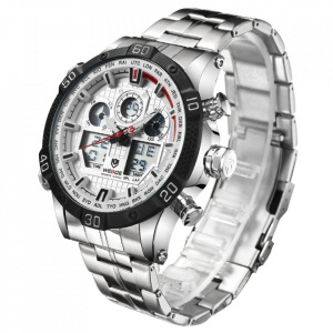 Ceas WEIDE, Quartz, Casual Sport, Alb, Curea Metalica, WH6901-2C