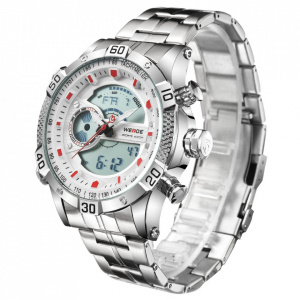 Ceas WEIDE, Quartz, Casual Sport, Alb, Curea Metalica, WH6902-2C