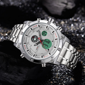Ceas WEIDE, Quartz, Casual Sport, Alb, Curea Metalica, WH6906-2C