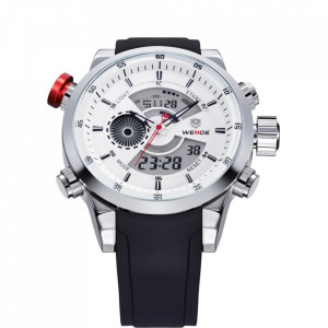 Ceas WEIDE, Quartz, Casual Sport, Alb, Curea Silicon, WH3401-2C