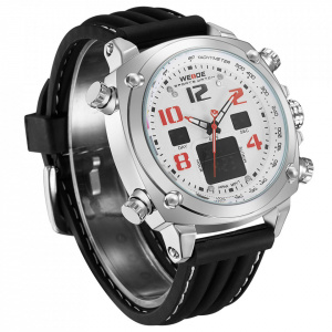 Ceas WEIDE, Quartz, Casual Sport, Alb, Curea Silicon, WH5208-2C