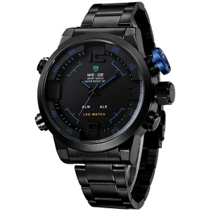 Ceas WEIDE, Quartz, Casual Sport, Albastru, Curea Metalica, WH2309B-4C