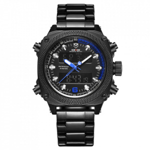 Ceas WEIDE, Quartz, Casual Sport, Albastru, Curea Metalica, WH7302B-4C