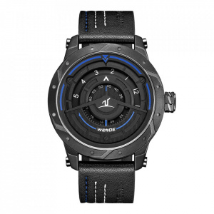 Ceas WEIDE, Quartz, Casual Sport, Albastru, Curea Piele, UV1708B-4C
