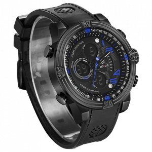 Ceas WEIDE, Quartz, Casual Sport, Albastru, Curea Piele, WH5209B-8C