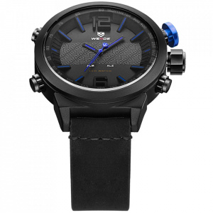 Ceas WEIDE, Quartz, Casual Sport, Albastru, Curea Piele, WH6101B-3C