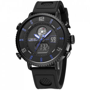 Ceas WEIDE, Quartz, Casual Sport, Albastru, Curea Piele, WH6106B-4C