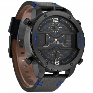 Ceas WEIDE, Quartz, Casual Sport, Albastru, Curea Piele, WH6401B-4C