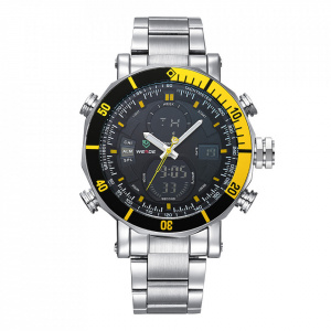 Ceas WEIDE, Quartz, Casual Sport, Galben, Curea Metalica, WH5203-4C