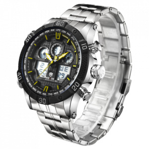 Ceas WEIDE, Quartz, Casual Sport, Galben, Curea Metalica, WH6901-4C