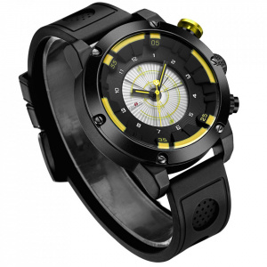 Ceas WEIDE, Quartz, Casual Sport, Galben, Curea Piele, WH6301B-3C