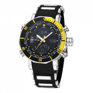 Ceas WEIDE, Quartz, Casual Sport, Galben, Curea Silicon, WH5203-10C