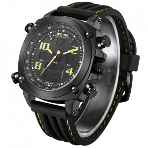 Ceas WEIDE, Quartz, Casual Sport, Galben, Curea Silicon, WH5208B-3C
