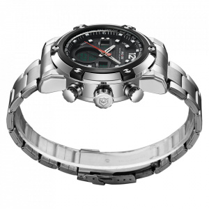 Ceas WEIDE, Quartz, Casual Sport, Negru, Curea Metalica, WH5205-1C