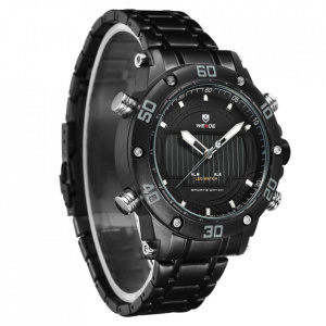 Ceas WEIDE, Quartz, Casual Sport, Negru, Curea Metalica, WH6910B-1C
