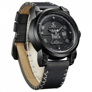 Ceas WEIDE, Quartz, Casual Sport, Negru, Curea Piele, UV1509B-1C