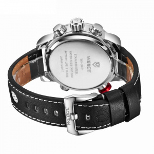 Ceas WEIDE, Quartz, Casual Sport, Negru, Curea Piele, WH3401-3C