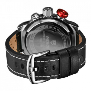 Ceas WEIDE, Quartz, Casual Sport, Negru, Curea Piele, WH5210-1C