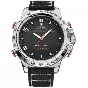 Ceas WEIDE, Quartz, Casual Sport, Negru, Curea Piele, WH6102-3C