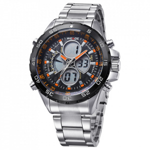 Ceas WEIDE, Quartz, Casual Sport, Orange, Curea Metalica, WH1103-3C