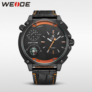 Ceas WEIDE, Quartz, Casual Sport, Orange, Curea Piele, UV1507B-5C