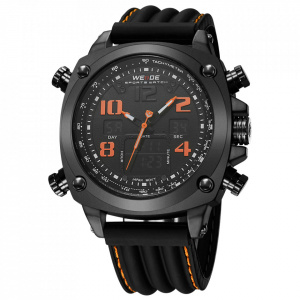 Ceas WEIDE, Quartz, Casual Sport, Orange, Curea Silicon, WH5208B-5C