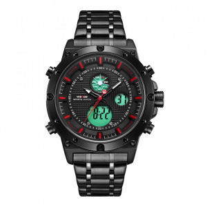 Ceas WEIDE, Quartz, Casual Sport, Rosu, Curea Metalica, WH6906B-2C
