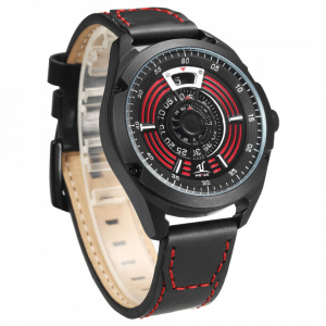 Ceas WEIDE, Quartz, Casual Sport, Rosu, Curea Piele, UV1701B-2C