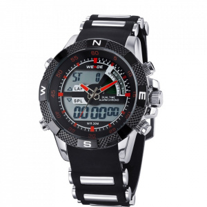 Ceas WEIDE, Quartz, Casual Sport, Rosu, Curea Silicon, WH1104-11C