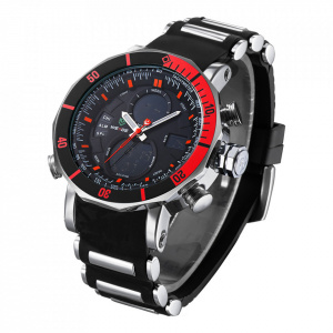Ceas WEIDE, Quartz, Casual Sport, Rosu, Curea Silicon, WH5203-9C