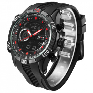 Ceas WEIDE, Quartz, Casual Sport, Rosu, Curea Silicon, WH6902B-7C