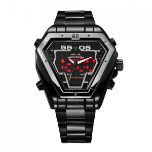 Ceas WEIDE, Quartz, Fashion, Negru, Curea Metalica, WH1102B-1C