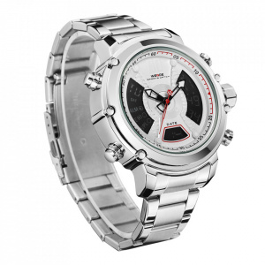Ceas WEIDE, Quartz, Casual Sport, Alb, Curea Metalica, WH6905-2C