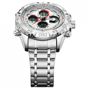 Ceas WEIDE, Quartz, Casual Sport, Alb, Curea Metalica, WH6909-2C