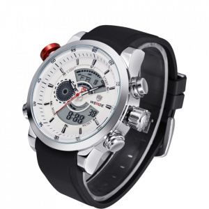 Ceas WEIDE, Quartz, Casual Sport, Alb, Curea Silicon, WH3401-2C