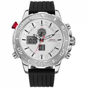 Ceas WEIDE, Quartz, Casual Sport, Alb, Curea Silicon, WH6108-4C