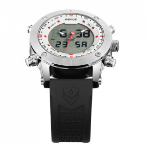 Ceas WEIDE, Quartz, Casual Sport, Alb, Curea Silicon, WH6309-2C