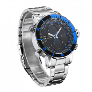 Ceas WEIDE, Quartz, Casual Sport, Albastru, Curea Metalica, WH5203-5C