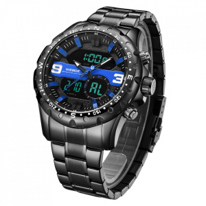 Ceas WEIDE, Quartz, Casual Sport, Albastru, Curea Metalica, WH8502B-3C