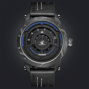 Ceas WEIDE, Quartz, Casual Sport, Albastru, Curea Piele, UV1708B-4C