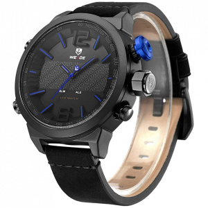 Ceas WEIDE, Quartz, Casual Sport, Albastru, Curea Piele, WH6101B-3C