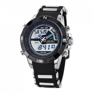 Ceas WEIDE, Quartz, Casual Sport, Albastru, Curea Silicon, WH1104-13C