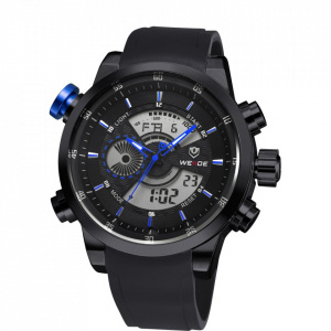 Ceas WEIDE, Quartz, Casual Sport, Albastru, Curea Silicon, WH3401B-4C