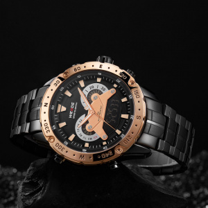 Ceas WEIDE, Quartz, Casual Sport, Auriu, Curea Metalica, WH8501B-4C