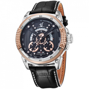 Ceas WEIDE, Quartz, Casual Sport, Auriu, Curea Piele, UV1605-6C