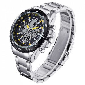 Ceas WEIDE, Quartz, Casual Sport, Galben, Curea Metalica, WH1103-5C
