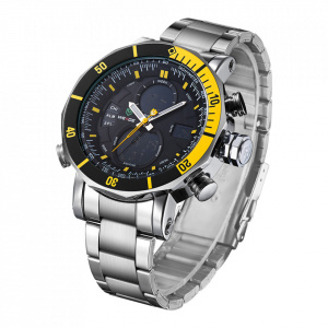 Ceas WEIDE, Quartz, Casual Sport, Galben, Curea Metalica, WH5203-4C