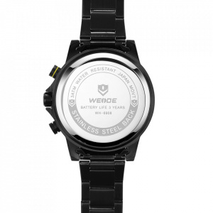 Ceas WEIDE, Quartz, Casual Sport, Galben, Curea Metalica, WH6908B-3C
